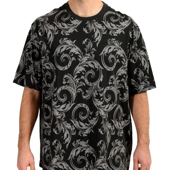 Versace Men's Barocco Print Two Tone Short Sleeve T-Shirt US 5XL IT 62 - Picture 1 of 7
